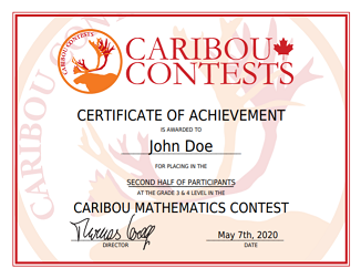 Caribou Contest Certificate