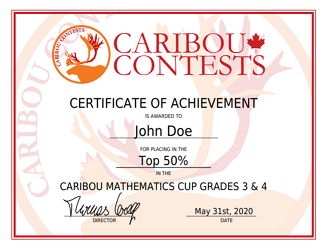 Caribou Cup Certificate
